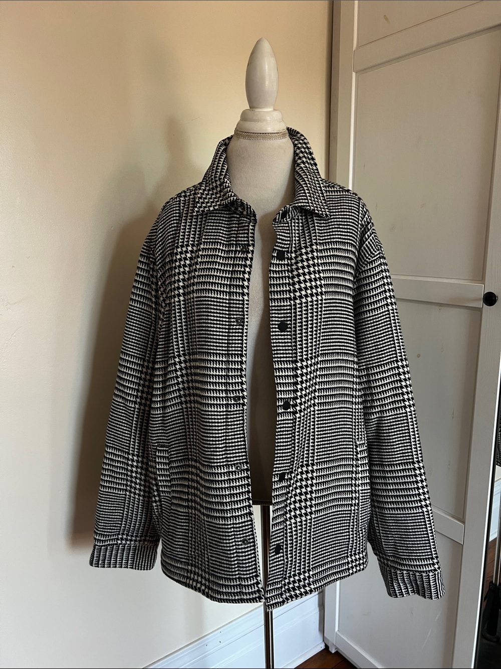 NWT Ben Sherman Houndstooth Glen Plaid Fleece Lined Shirt Jacket Shacket Large